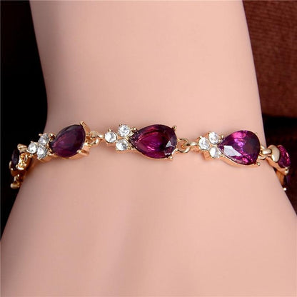 Beautiful Water Drop Link Rhinestone Bracelet