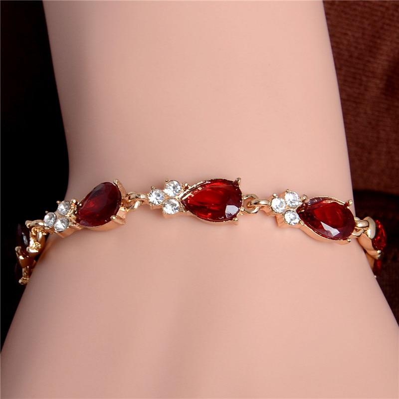 Beautiful Water Drop Link Rhinestone Bracelet