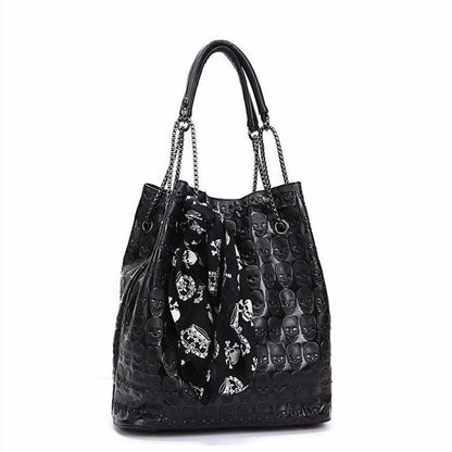 Black Vintage Goth Skull Purse - Shoulder Bag and Handbag Goth Purses