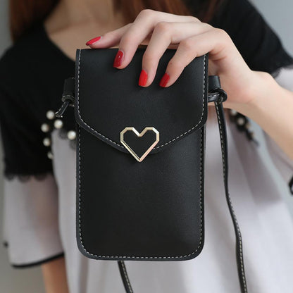 Cellphone Touch Screen Cross-body Bag with Heart Lock