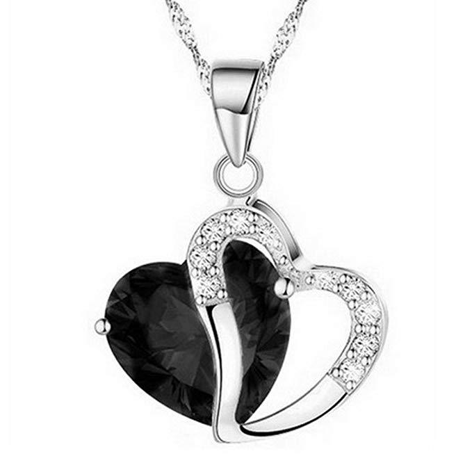 Crystal Double Heart Rhinestone Necklace