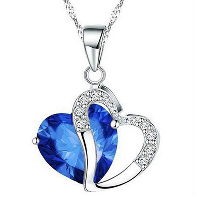 Crystal Double Heart Rhinestone Necklace