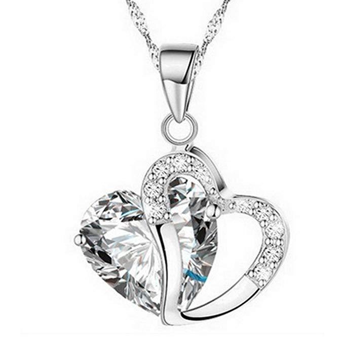 Crystal Double Heart Rhinestone Necklace