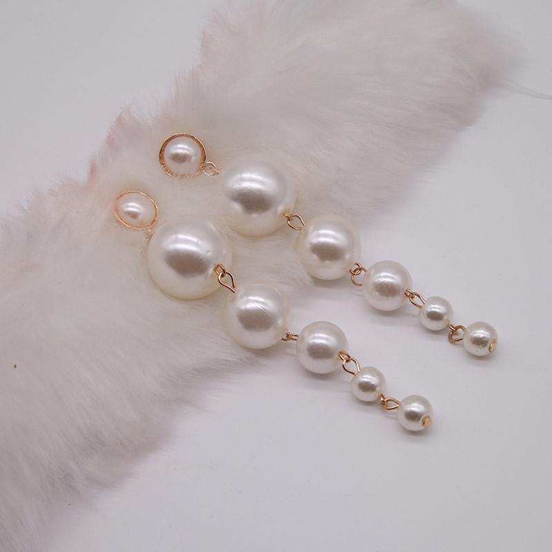 Elegant And Stunning Long Drop Pearl Earrings