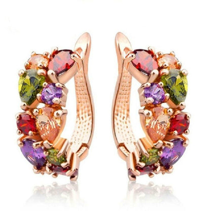 Elegant and Luxurious Zirconia Crystal Hoop Earrings