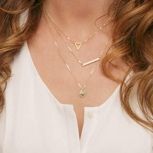 Gorgeous Three Chain Multi-Layer Long Necklace