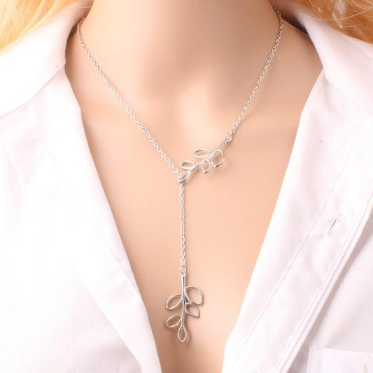 Lariat Leaves Necklace