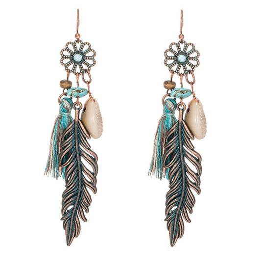 Long Drop Bohemian Ethnic Earrings with Tassel