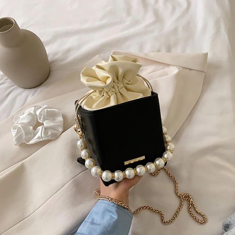 Mini Square Crossbody Bags with Chic Pearl Handle