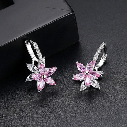 Romantic Flower Cubic Zirconia Stud Earring