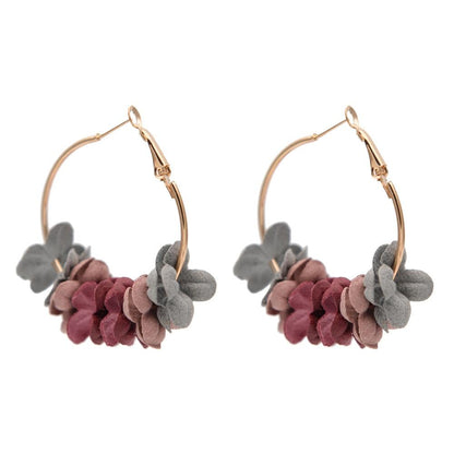 Round Fancy Flower Petals Dainty Earrings