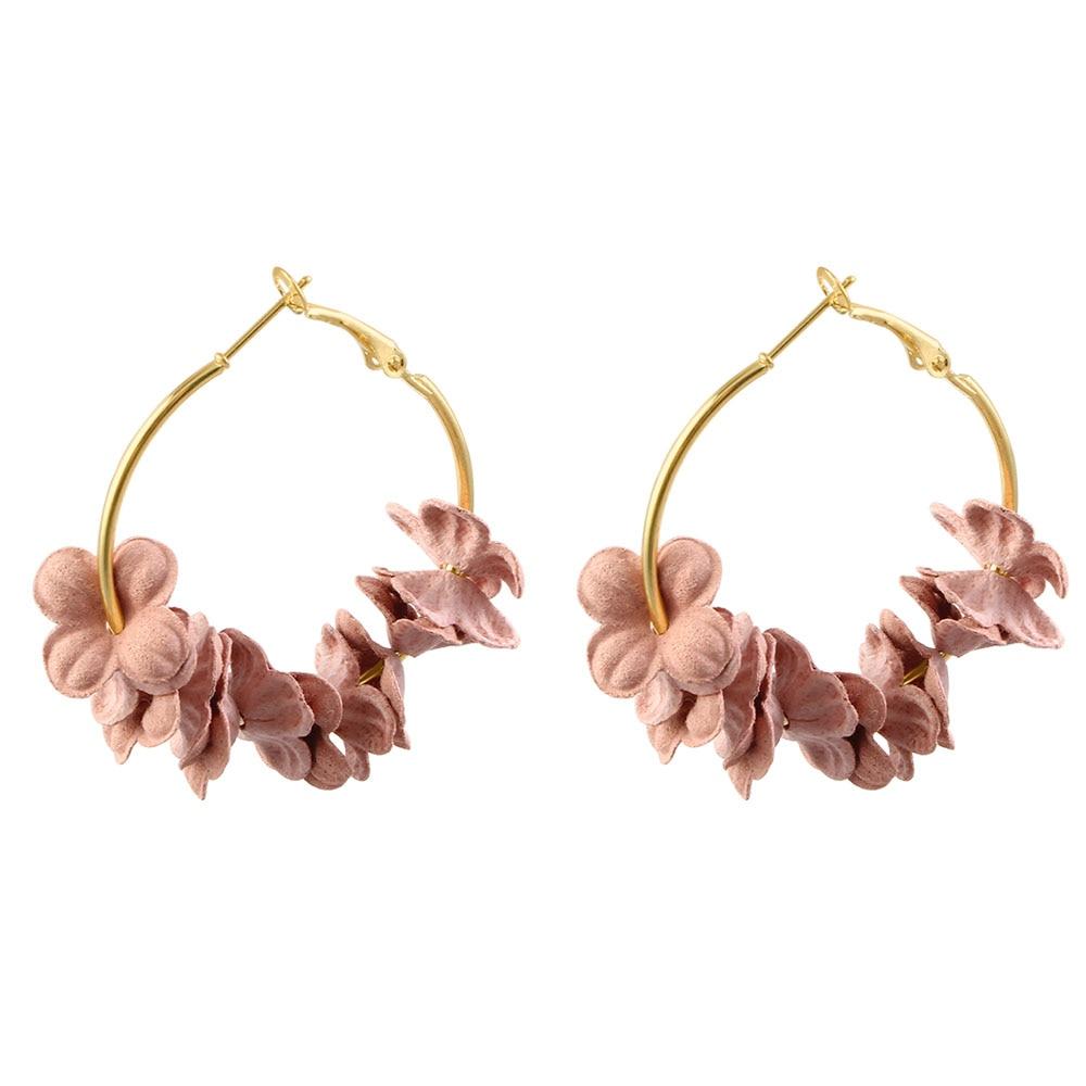 Round Fancy Flower Petals Dainty Earrings