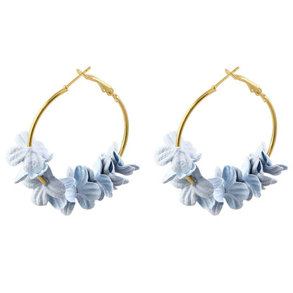 Round Fancy Flower Petals Dainty Earrings