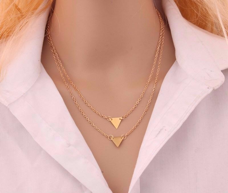 Stunning Multi-Strand Triangle Pendant Necklace