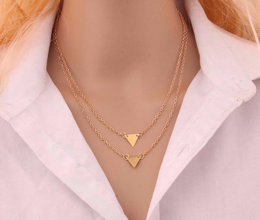 Stunning Multi-Strand Triangle Pendant Necklace