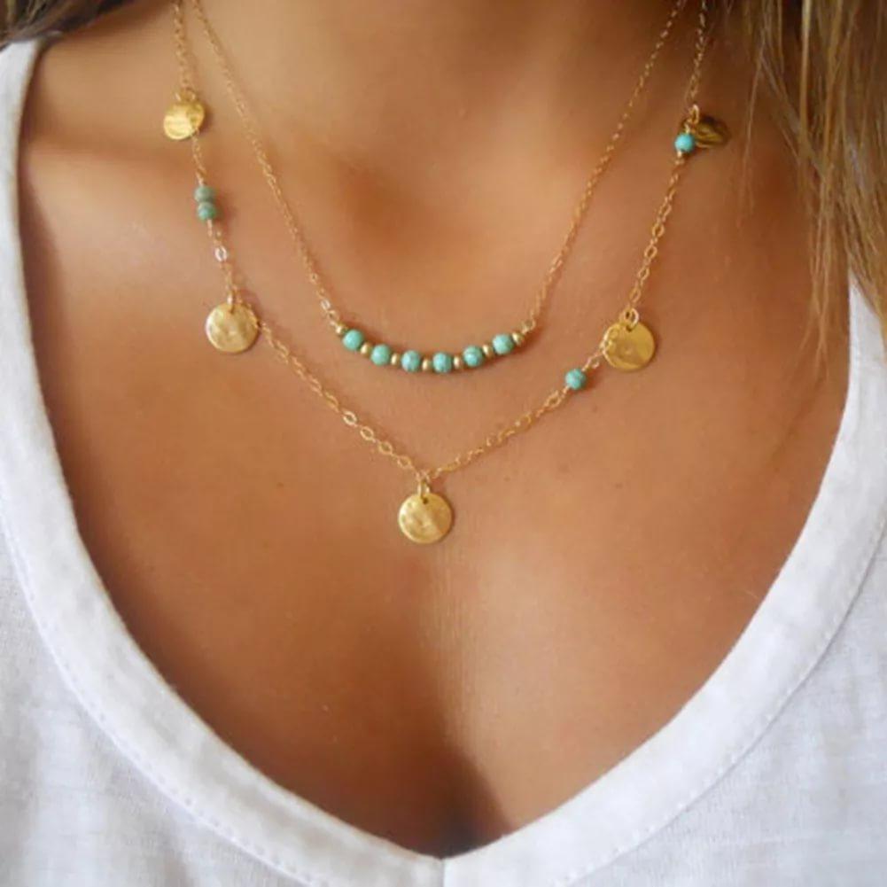 Stylish Multi-Layer Blue Beaded Necklace