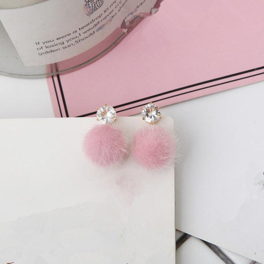 Sweet and Dainty Fur Ball Earrings