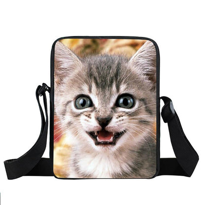 Trendy Dog And Cat Print Mini Messenger Bag With Shoulder Strap