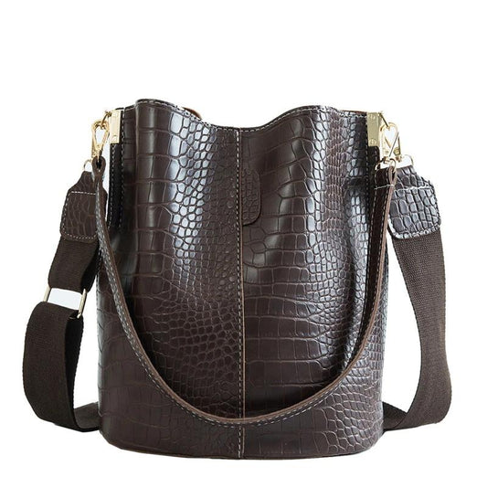 Unique Crocodile Style Cross-body Bucket Bag