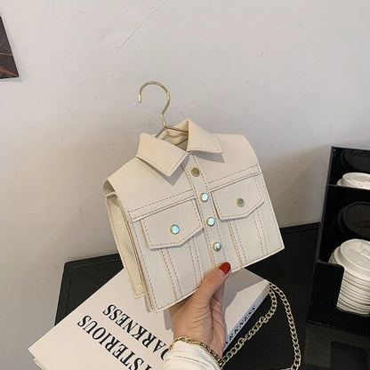 Unique Fashion Trend Coat Shape Vegan Leather Crossbody Messenger Bags