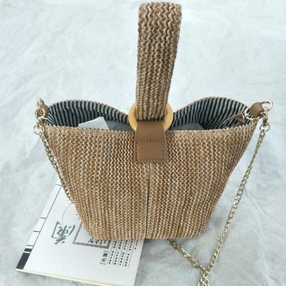 Woven Straw Bucket Bag