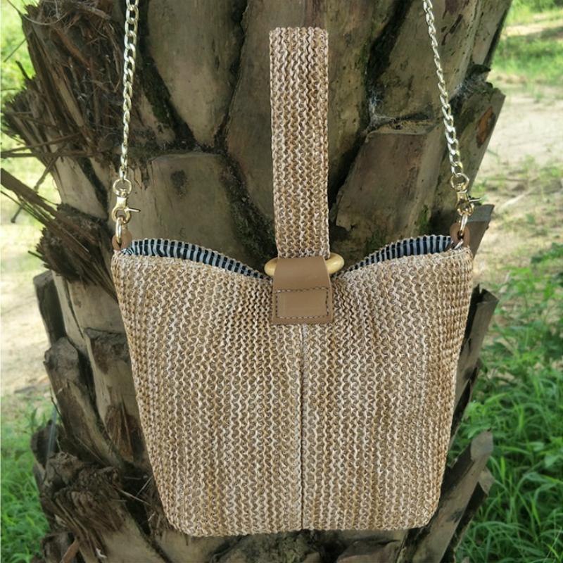 Woven Straw Bucket Bag