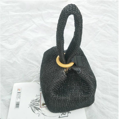 Woven Straw Bucket Bag