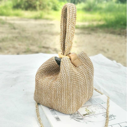 Woven Straw Bucket Bag