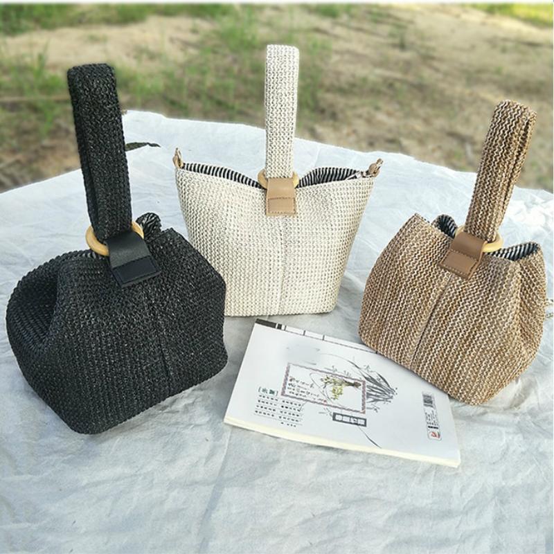 Woven Straw Bucket Bag