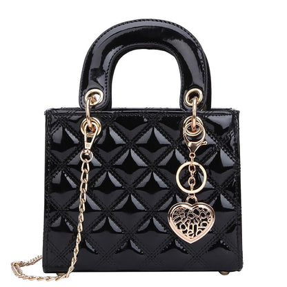 Classy and Glossy Quilted Top Handle Crossbody Shoulder Bags